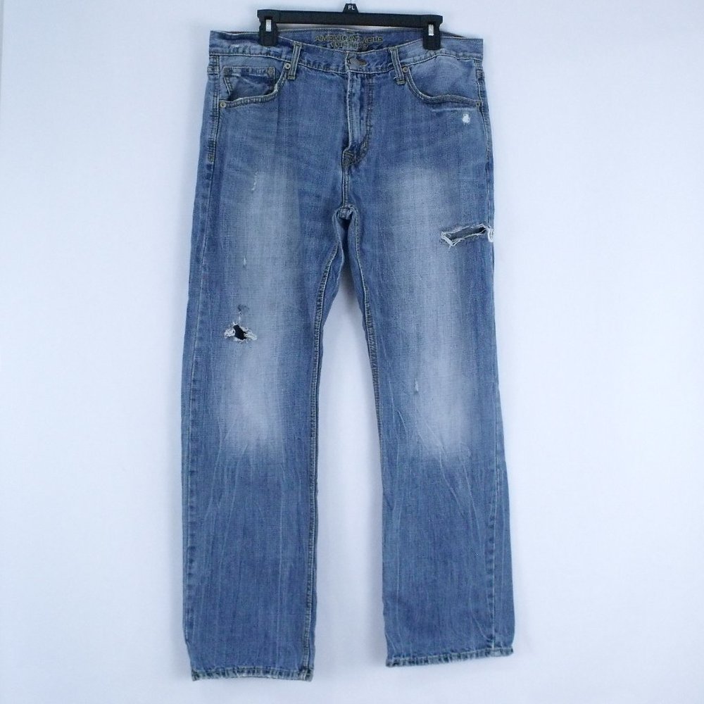 American Eagle Distressed Original Straight Jeans 36x32